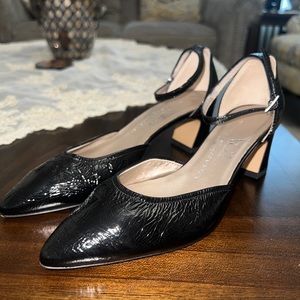 AGL Black Patent Leather D'Orsay Ankle Strap Pump 35.5